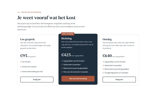 Trajecten met vaste prijs