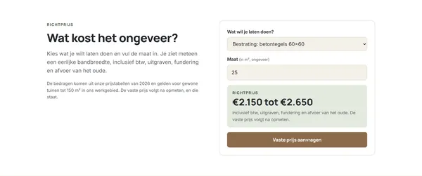 Rekentool voor een richtprijs