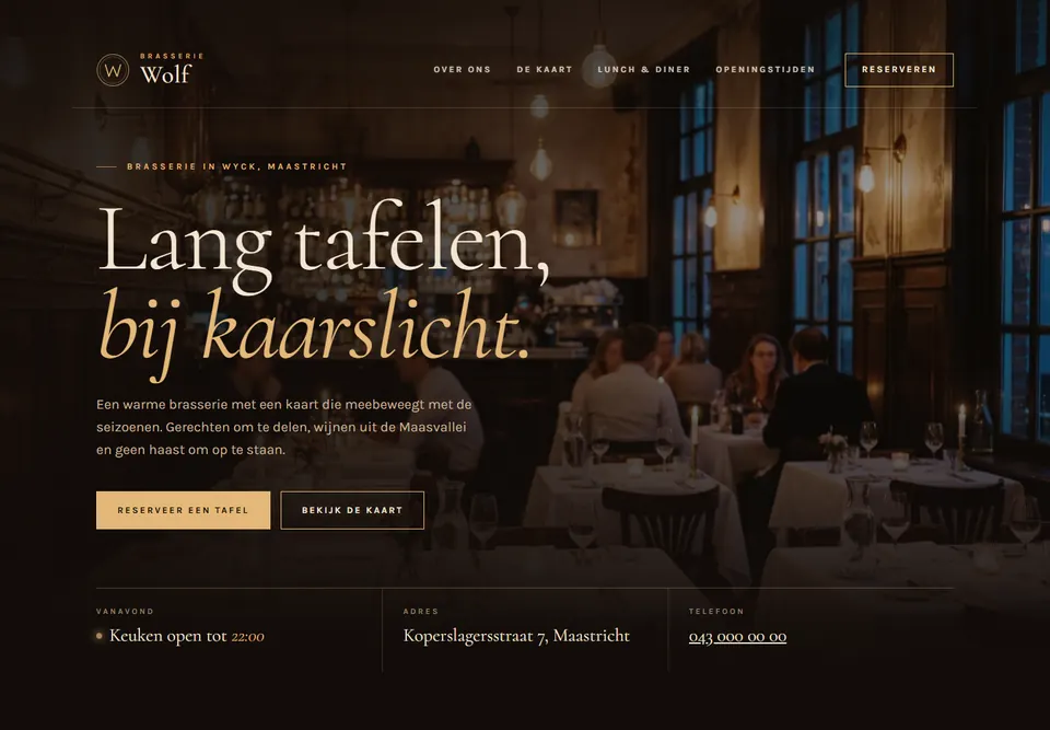 Stijl Sfeervol voor horeca: Brasserie Wolf, restaurant