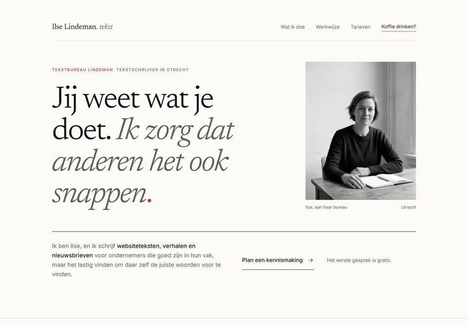 Stijl Minimaal en persoonlijk: Tekstbureau Lindeman, zzp