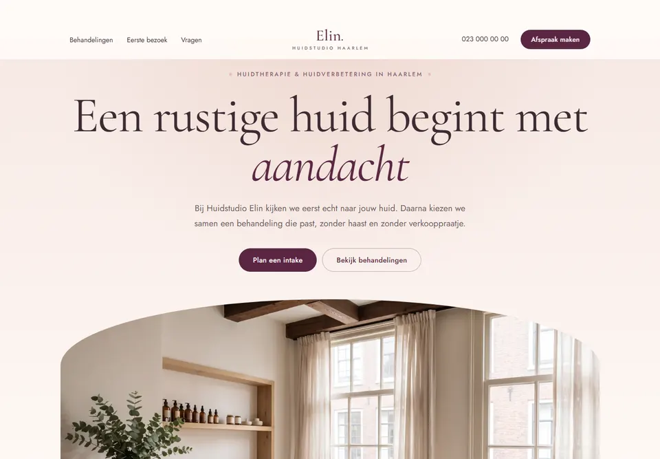 Stijl Zacht en verzorgend: Huidstudio Elin, huidtherapie